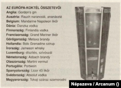 Az Európa-koktél 16 ország italaiból