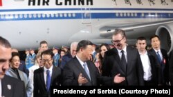 Кинескиот претседател Си Џинпинг и српскиот претседател Александар Вучиќ во Белград, 7 мај, 2024 година.
