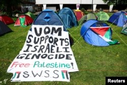 Палатков лагер в кампуса на университета в Манчестър, 7 май 2024 г.