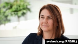 Hanna Krasulina, ofițerul de presă al Svetlanei Țihanovskaia, liderul în exil al opoziției belaruse, Vilnius, 20 septembrie 2023
