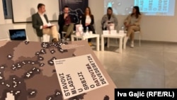 Predstavljanje istraživanja "Stavovi mladih u Srbiji o ratovima devedesetih", u Beogradu 13. novembra 2023.