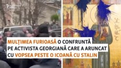 A aruncat vopsea pe o icoană care-l înfățișa pe Stalin. Mulțimea s-a înfuriat