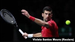 Teniser Novak Đoković u finalu Dejvis kupa protiv Italije, Malaga, 25. novembar 2023.