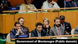 Predsjednik države Jakov Milatović i tadašnji premijer i šef crnogorske diplomatije Dritan Abazović u Generalnoj skupštini UN u Njujorku, septembar 2023.