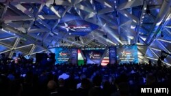 Orbán Viktor miniszterelnök beszédet mond a CPAC Magyarország kétnapos konzervatív konferencián a Bálna Budapestben 2023. május 4-én