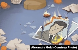 Portret cu chipul fostului dictator comunist al României, Nicolae Ceaușescu, surprins în romanul grafic al Alexandrei Gold.