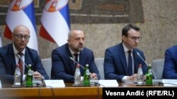 Potpredsednik Srpske liste Milan Radoičić (u sredini) na sastanku u Beogradu sa predsednikom Srbije Aleksandrom Vučićem, 21.08.2022.