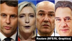 S leva na desno: Emanuel Makron, Marin Le Pen, Janez Janša i Robert Golob