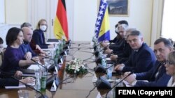 Predsjedništvo Bosne i Hercegovine primilo je minisarku spoljnih poslova SR Njemačke, Analenu Berbok, Sarajevo, 10. mart 2022.
