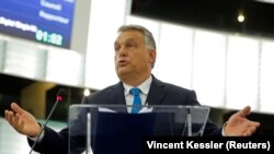 Orbán Viktor miniszterelnök felszólal az Európai Parlament ülésen Strasbourgban 2018. szeptember 11-én