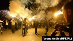 Protest desničarske grupe "Narodni front" protiv NATO-a i u znak podrške Rusiji, u centru Beograda 24. marta 2022. godine, na 23 godine od početka NATO bombardovanja bivše Savezne Republike Jugoslavije (SRJ) i mesec dana nakon početka ruske invazije na Ukrajinu. 