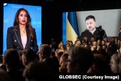 Volodimir Zelenski a vorbit prin videoconferință la Globsec 2025.