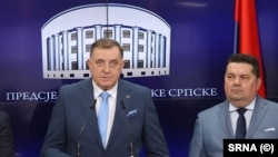 Predsjednik RS Milorad Dodik i predsjednik Skupštine RS Nenad Stevandić u Banjaluci, 12. mart 2025.