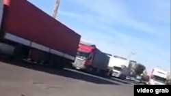 Truck drivers go on strike in Ravand in Kashan on November 28.