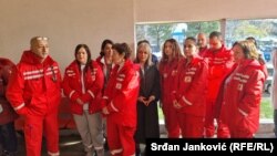 Zaposleni Hitne pomoći u Podgorici na protestu 10. januara 2023. 