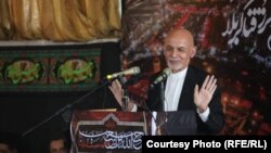 Afghan Presiden Ashraf Ghani delivering a speech during an Ashura ceremony in Kabul on August 30.