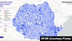 Imagine cu harta interactivă a celor aproape 12.000 proiectelor PNDL realizată de Expert Forum.