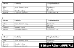 Részlet Pasinszki József vizsgálatából. 