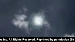 Vedere din satelit cu scurgerea de gaze de la conducta Nord Stream, în Marea Baltică, în sud-estul insulei Bornholm, care aparține Danemarcei.