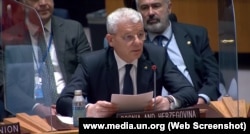 Šefik Džaferović, predsjedavajući Predsjedništva BiH, obraća se Savjetu bezbjednosti UN, Njujork, SAD, 11. maj 2022.