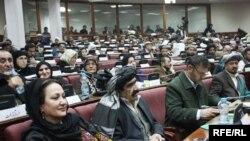 Afghan parliamentarians at an assembly session on January 11 in Kabul, where lawmakers are debating the Afghan president's second list of nominees.