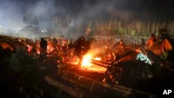 Migranti u Belorusiji u kampu blizu poljske granice, novembar 2021.