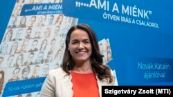 Novák Katalin családokért felelős tárca nélküli miniszter a Várkert Bazárban 2021. november 24-én