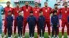 Toți cei 11 membri ai reprezentativei Iranului au rămas tăcuți în timpul intonării imnului național al țării lor pe stadionul internațional Haliva, Qatar, 21 noiembrie 2022.