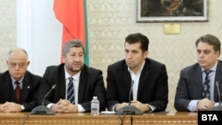 Съпредседателите на "Демократична България" - Атанас Атанасов и Христо Иванов, както и на "Продължаваме промяната" - Кирил Петков и Асен Василев. 