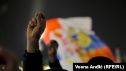 Детали од протестот на десницата за поддршка на Србите во Косово, 22 декември 2022 година