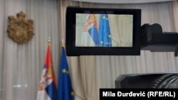 Ilustrativna fotografija, zastave Srbije i Evropske unije u zgradi Vlade, Beograd, 24. oktobar 2022. 