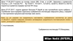 Zvanični dokument kojim smo obavešteni da je gradilište zapečaćeno
