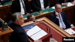 Orbán Viktor miniszterelnök napirend előtti felszólalása közben 2022. szeptember 26-án