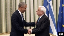 Претседателите на САД и на Грција Барак Обама и Прокопис Павлопулос, Атина, 15.11.2016.