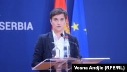 Premijerka Srbije Ana Brnabić na konferenciji za novinare, jun 2022. 