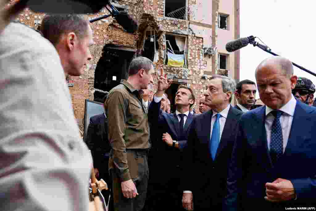 Ovo je prva poseta lidera Francuske, Nemačke, Italije i Rumunije Kijevu otkad je Rusija pokrenula invaziju na Ukrajinu 24. februara