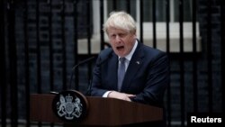 Boris Johnson podnosi ostavku na mesto šefa torijevaca, Downing Street 10, London, 7. juli 2022. 