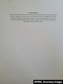 Cererea trimisă de procurorul general președintelui Camerei Deputaților pentru încuviințarea urmăririi penale a deputatului Adrian Chesnoiu - pagina 2