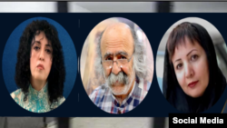 Bebörtönzött iráni jogvédők. Balról Nargesz Mohammadi. 2022. január 25. 