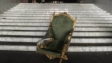 Wrinkled armchair inside the residence of the President of Kazakhstan in Almaty during the January events. January 6, 2022