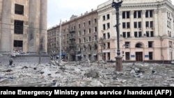 ხარკოვის ცენტრი სარაკეტო იერიშის შემდეგ. 2022 წლის 1 მარტი