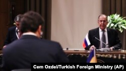 Външните министри на Украйна и Русия Дмитро Кулеба и Сергей Лавров, Турция, 10 март, 2022.