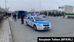 Место, где проходили акции протеста в Актау, 8 января 2022 года