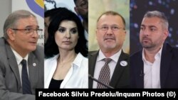 De la stânga la dreapta - candidații la președinție Silviu Predoiu, Lavinia Sandru, Ion John Banu Muscel, Sebastian Popescu.