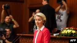 Ursula fon der Lajen, predsednica Evropske komisije tokom obraćanja Sobranju 14. jula 2022.