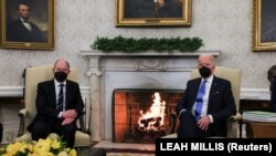 американскиот претседател Џо Бајден на разговори со германскиот канцелар Олаф Шолц, Вашингтон, 07.02.2022.