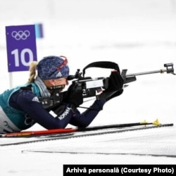 Éva Tófalvi, la una din cele șase ediții de Jocuri Olimpice la care a participat.