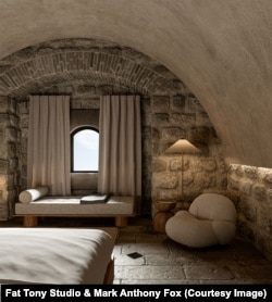 Unutrašnjost sobe sa pogledom na more hotel-ostrva "Mamula Island“, foto: Fat Tony Studio & Mark Anthony Fox