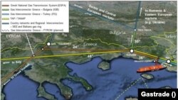 Карта, която илюстрира газовите връзки до терминала за втечнен природен газ 