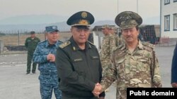 Главы ГКНБ Кыргызстана и Таджикистана Камчыбек Ташиев и Саймумин Ятимов. 